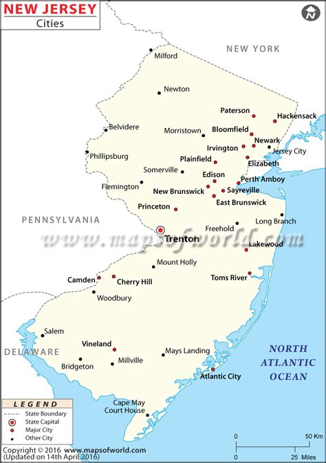 Map of Cities in New Jersey, List of New Jersey Cities by .
